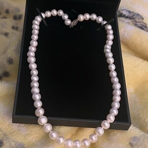 Classic  925 Silver -White Pearl Necklace